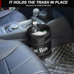 Collapsible Black Car Trash Can Pack Trash Bag Rubbish Waste Bin for Little Leak Proof close-up view