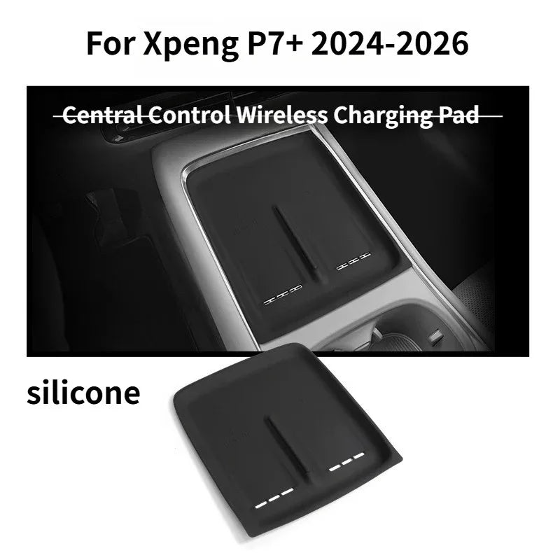 For Xpeng P7+ 2024-2026 Car Central Armrest Storage Box Wireless Charging Silicone Pa alternate view