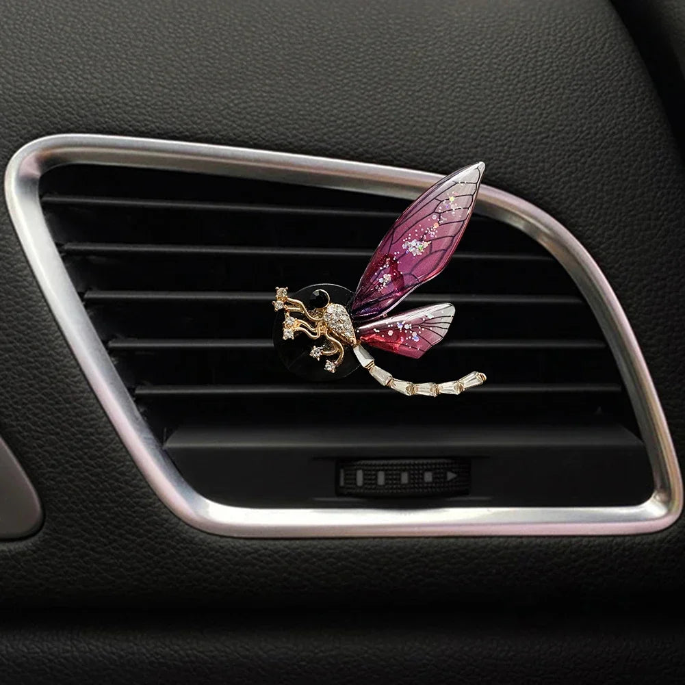 Butterfly Car Perfume Clip Dragonfly Shape Shiny Rhinestone Auto Air Outlet Freshener Perfume Clip for Car Accessories Interior