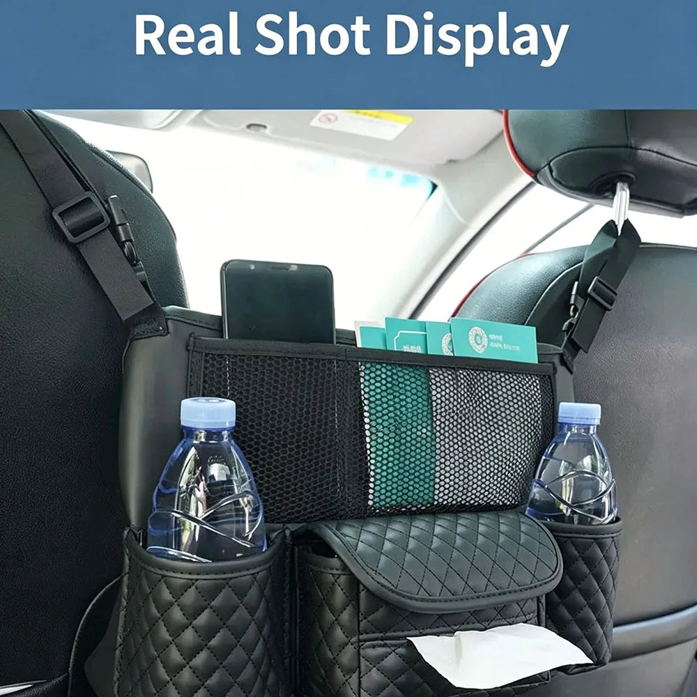 Car Storage Bag Nappa Leather Car Storage Bag between the Center Console and Seat Bac lifestyle view