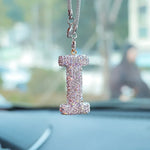 Letter Butterfly Knot Clay Car Interior Accessories Hanging Ornament Women's Rhinestone Car Rearview Mirror Pendant Drop