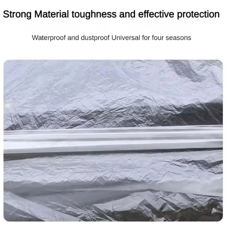 Universal Exterior Waterproof Car Cover | Disposable PE Plastic Automobile Cover wi additional angle