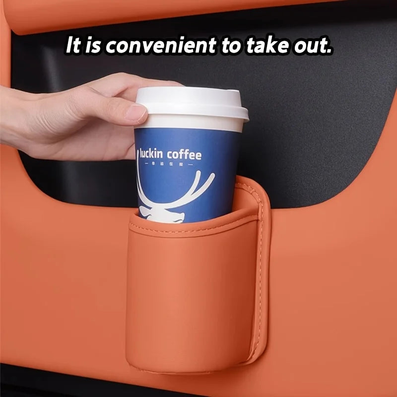 Faux Leather Car Cup Holder | Vehicle Water Cup Clip and Multifunctional Storage Box lifestyle view