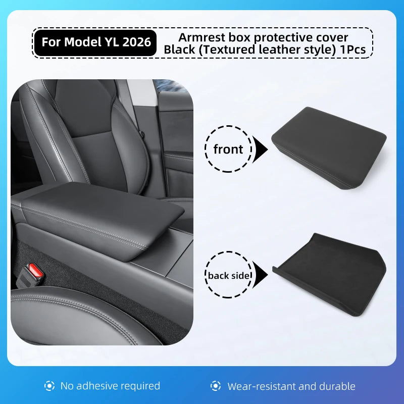 Tesla Model Y 6-Seat Armrest Box Cover | Center Console Protector close-up view