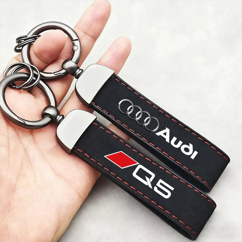 2026 Suede Key Ring Sport Car Keychain | Custom Gift With Emblem for Audi S Line A1 to A8 Q1 to Q8 T