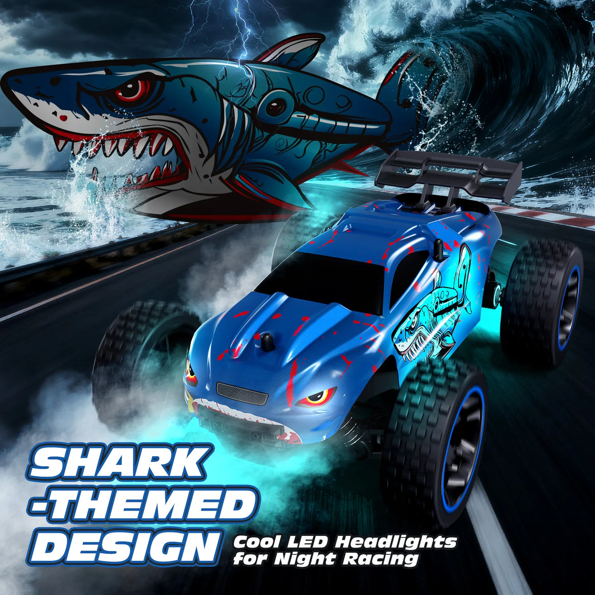 1:18 Scale RC Car for Kids, 2.4GHz Remote Control Buggy close-up view