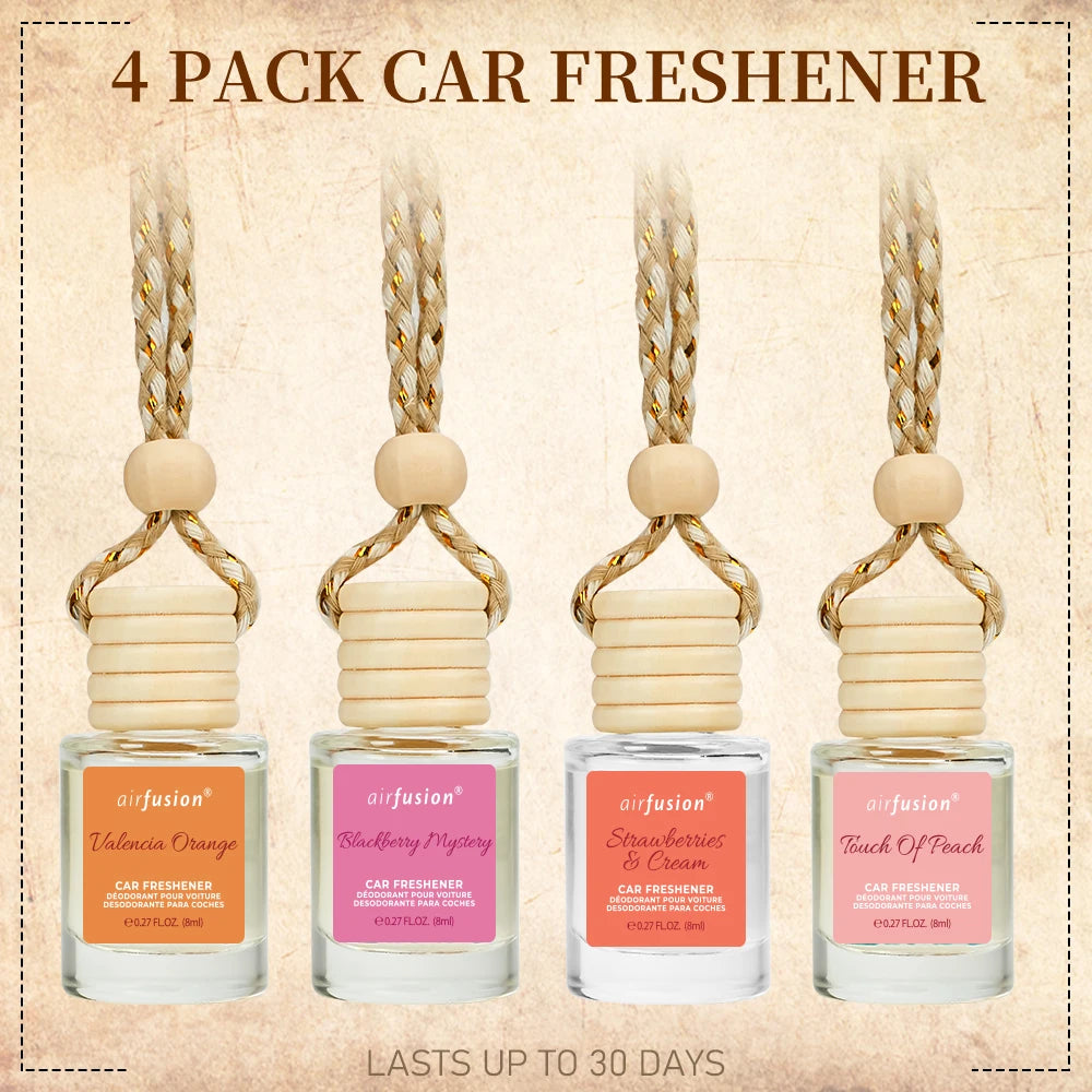 4 Pack Hanging Car Air Freshener & Diffuser | 120-Day Long-Lasting Fragrance Variety