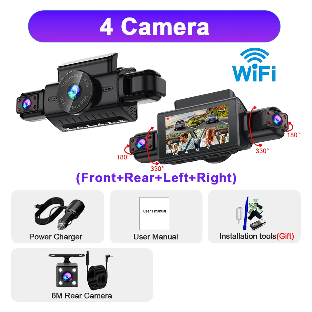 4-Channel Dash Cam | FHD 1080P WiFi Night Vision 24H Parking Black Box lifestyle view