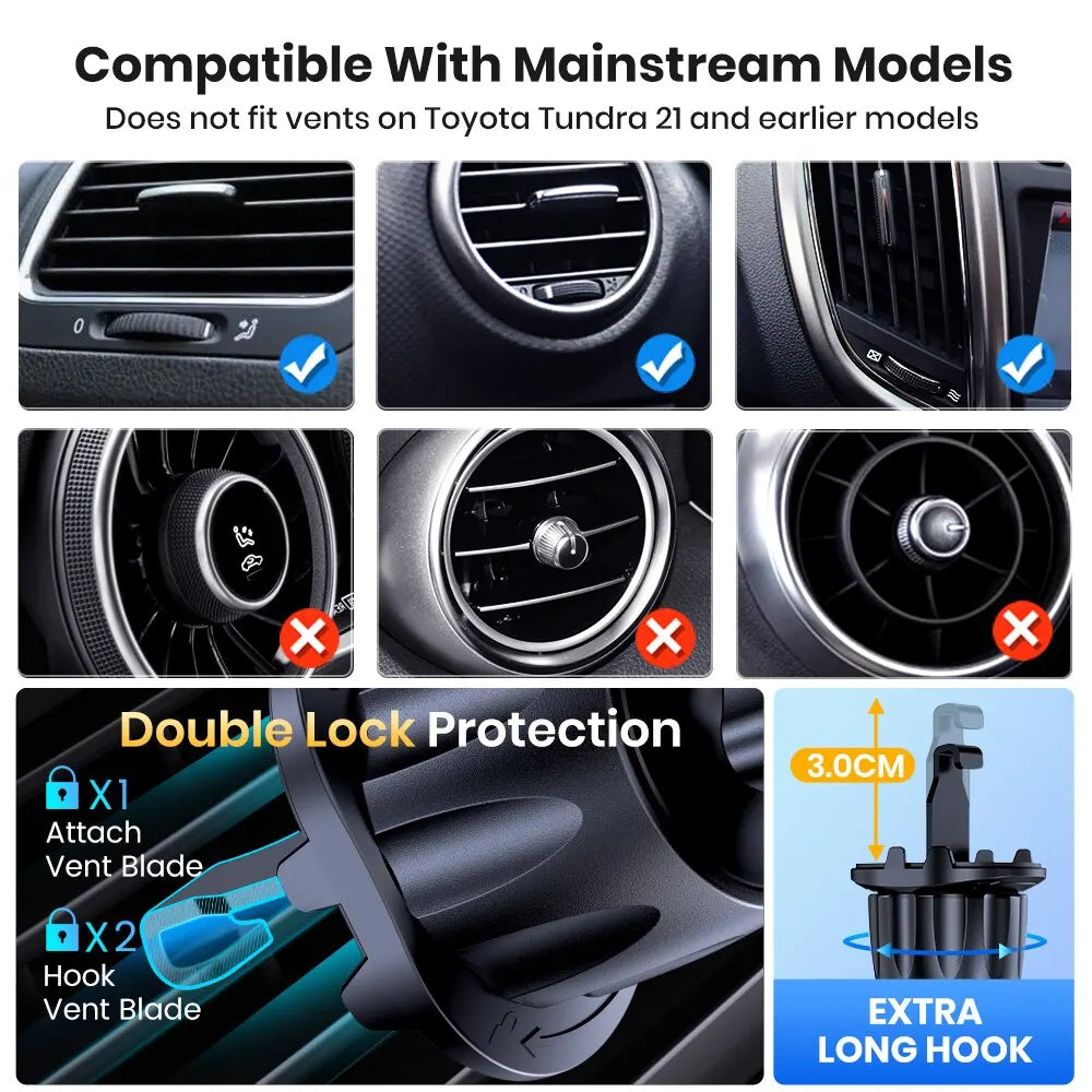 TOPK Car Phone Holder Air Vent Mount | 360° Rotation Gravity Expansion for 4"-7" Sm additional angle