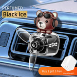 Car Air Freshener Cartoon Bear Style Air Outlet Rotatable Fan Vent Clips Perfume Diffusion Fragrance Long-lasting Interior Decor