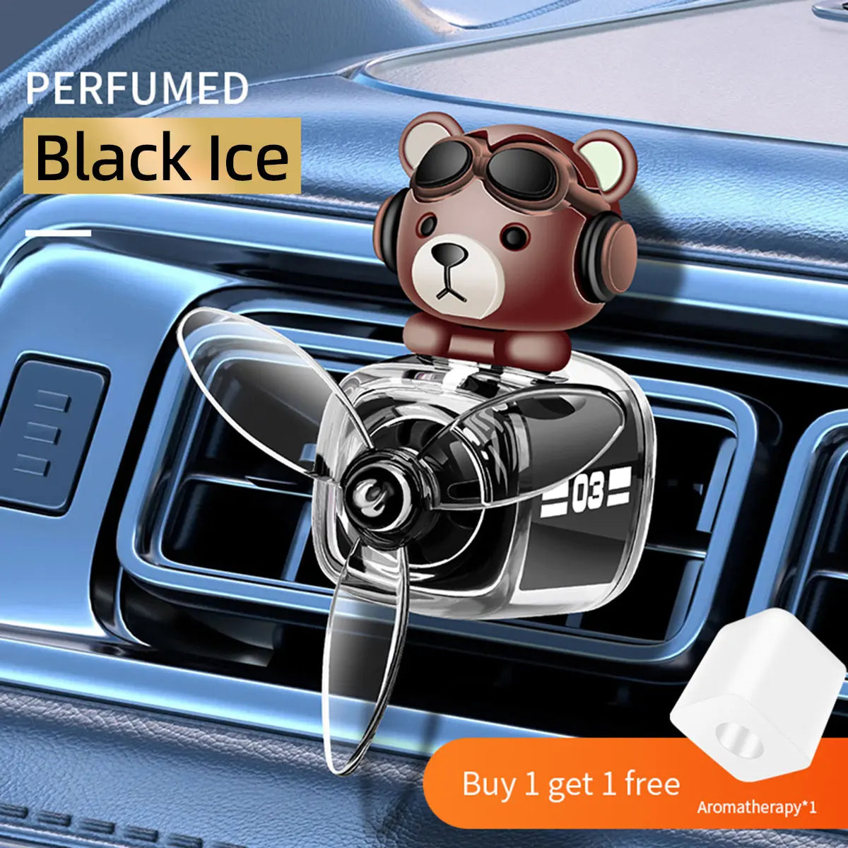 Car Air Freshener Cartoon Bear Style Air Outlet Rotatable Fan Vent Clips Perfume Diffusion Fragrance Long-lasting Interior Decor