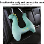 Children's H-Shape Car Travel Pillow | Memory Foam Headrest Support for Kids (Green & lifestyle view