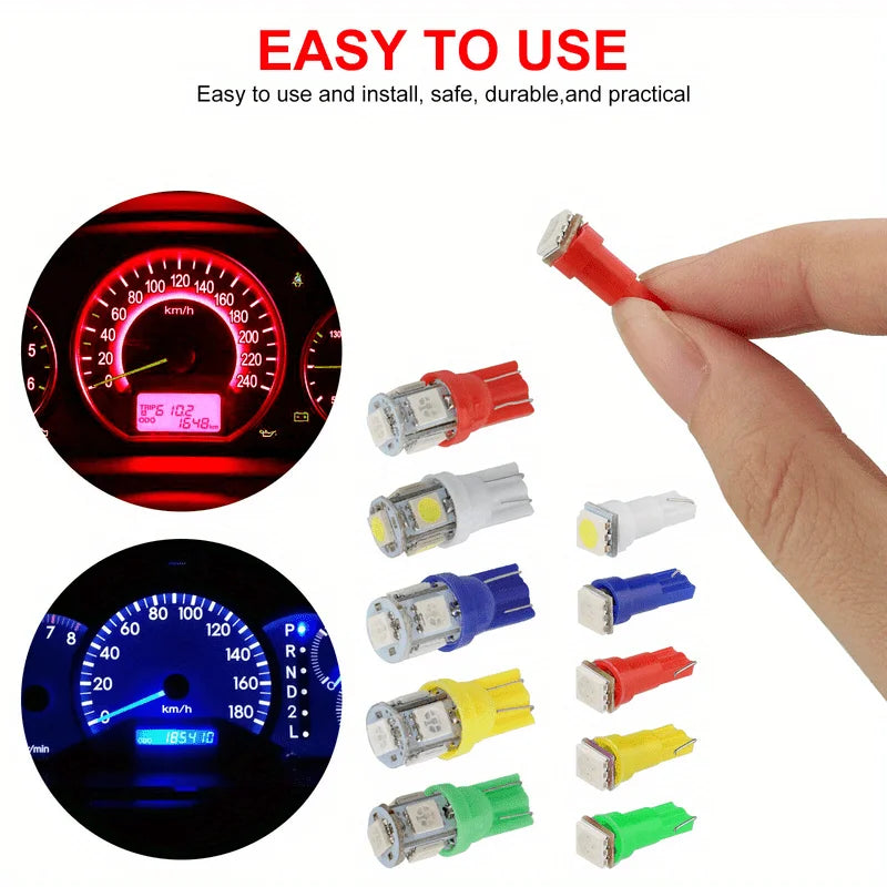 70pcs T5 T10 5050-SMD LED Speedometer Instrument Gauge Cluster Dash Light Bulbs