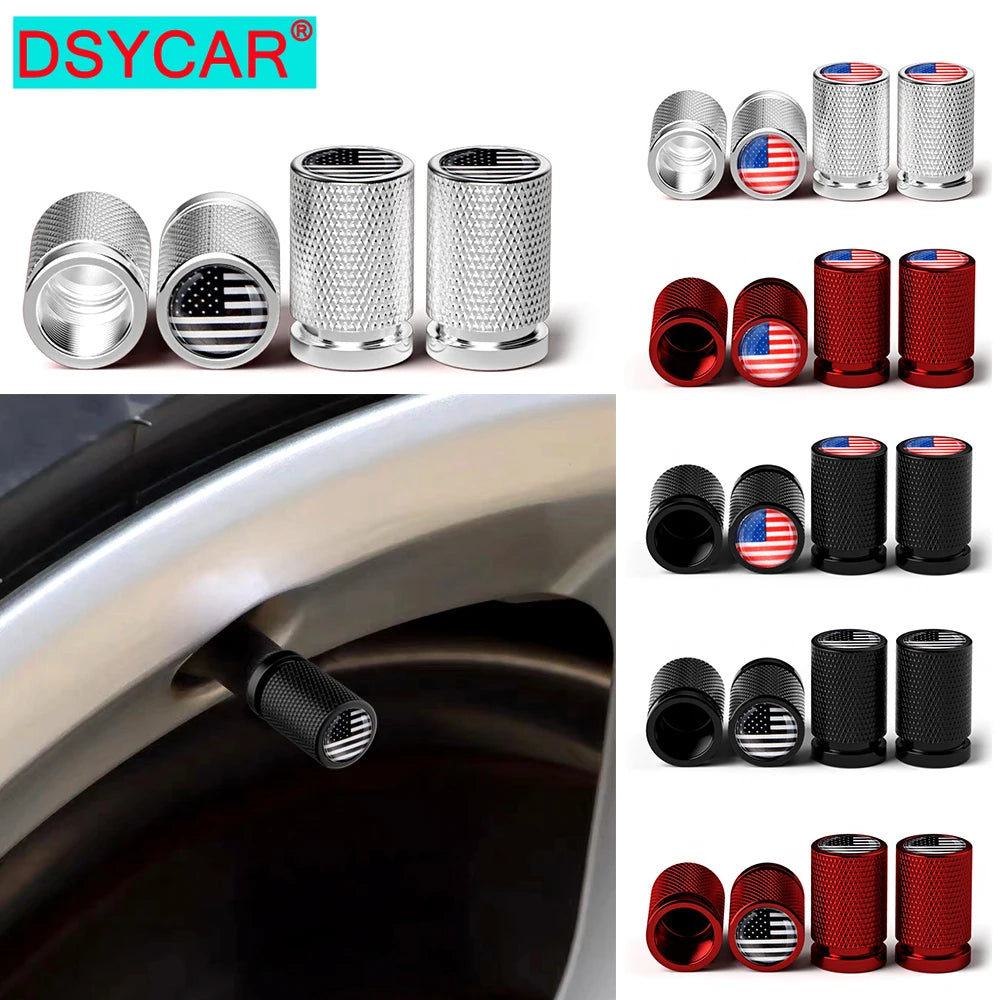 4Pcs American Flag Car Valve Stem Caps | Universal Tire Dust Caps for Cars, SUVs, Trucks, Bikes