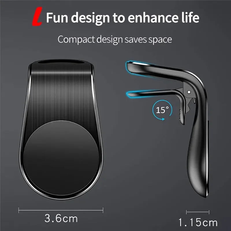 Magnetic Car Phone Holder Universal Air Vent Mount Metal close-up view
