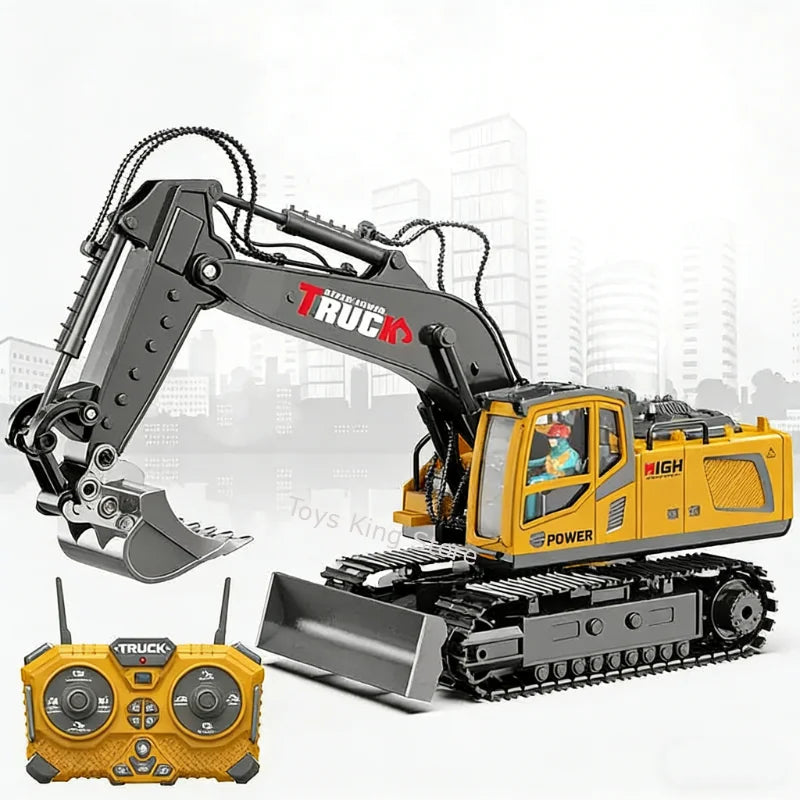 1/18 RC Alloy Spray Excavator Truck Engineering Vehicle Sound Lights