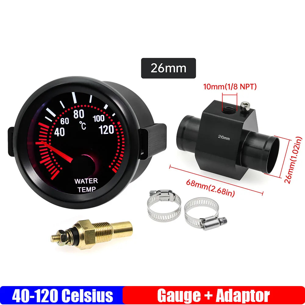 2" 52mm Water Temperature Gauge 40-120°C | 12V Car Water Temp Meter with Sensor and H alternate view