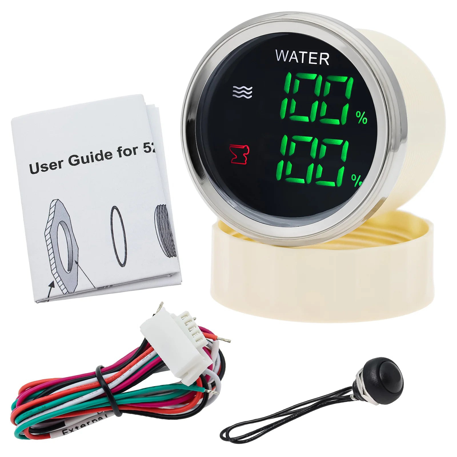 Digital Dual Gauge with Alarm 0-190ohm 52mm | Water Level and Sewage Level Meter for alternate view