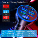 UYUXIO 6 in 1 USB C Car Charger | PD 30W Fast Charging with Voltage Display close-up view