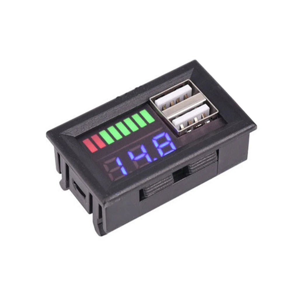Mini Red LED Blue LED Digital Display Voltmeter Voltmeter Voltage Tester Panel for DC12V Car Motorcycle Vehicle USB 5V 2A Output