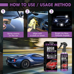 3 in 1 Rapid Ceramic Coating Car Wax Polish Spray | Hydrophobic Gloss Shine for Paint, close-up view