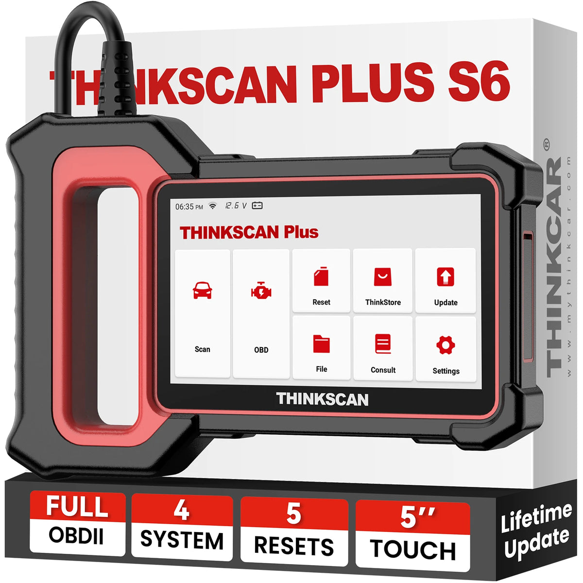 THINKCAR ThinkScan Plus S6 Car Diagnostic Tool 4 Systems 5 Resets Oil SAS Life Free Diagnose Auto VIN Code Reader OBD2 Scanner