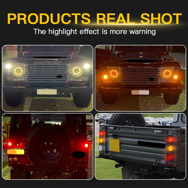 8PCS Front Rear Turn Signal Indicator Light Brake Tail Light For Land Rover Series additional angle
