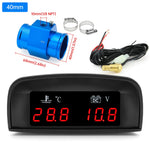 2 In 1 Car Water Temperature and Voltage Gauge | Digital LCD Display with 1/8 NPT Sensor detail view