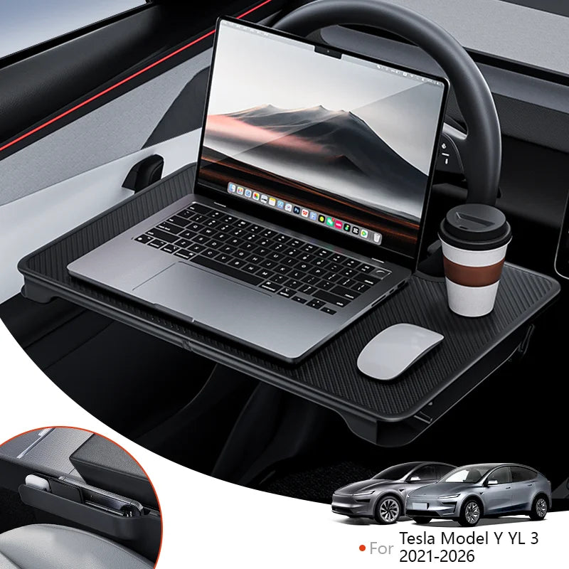 YZ For Tesla Model Y YL 3 Highland Juniper Standard 2-in-1 Foldable Car Steering Wheel Table Desk Bo