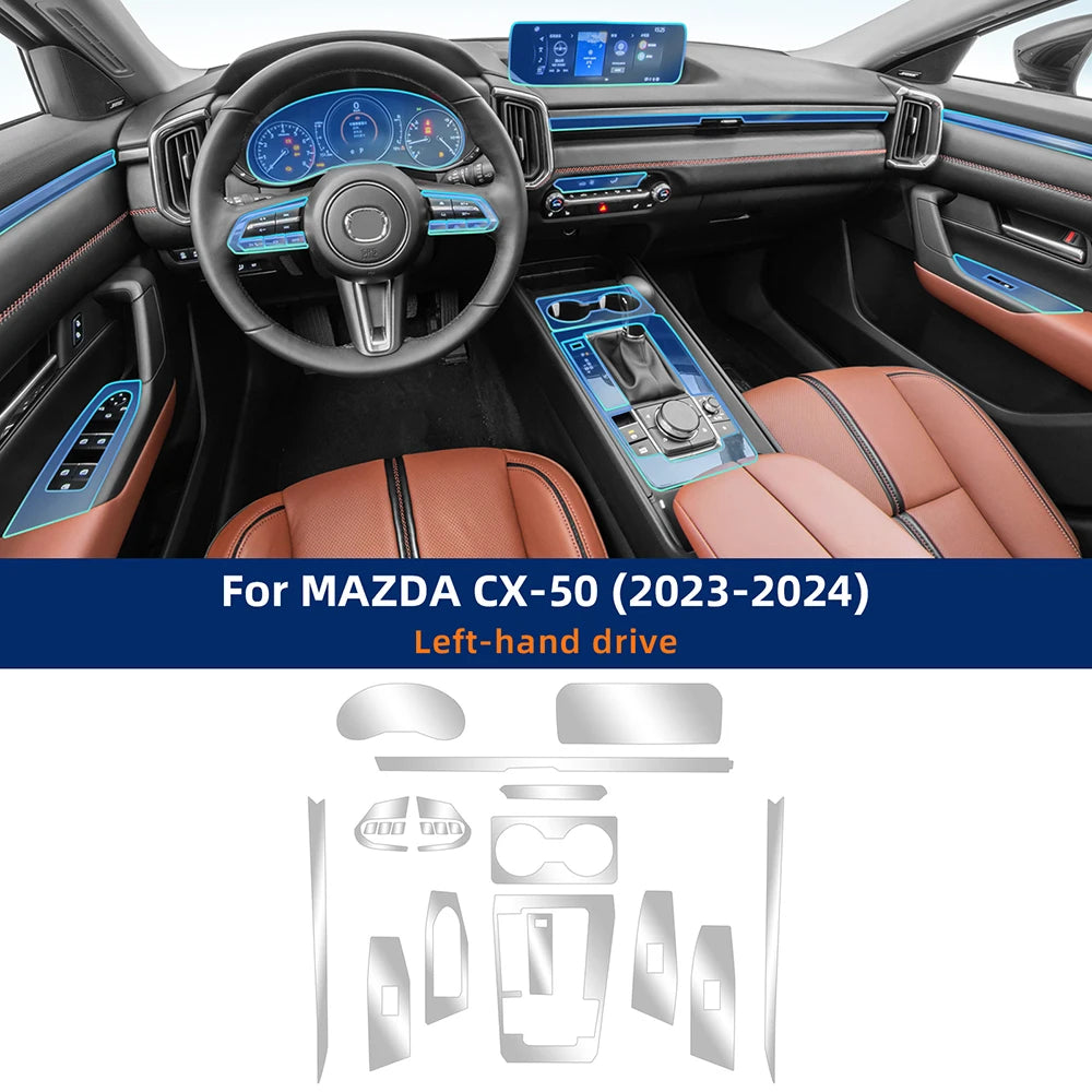 For MAZDA CX-50 CX50 2023 2024 Sticker Anti-scratch Car Interior Center Console Media Dashboard Navigation TPU Protector Film