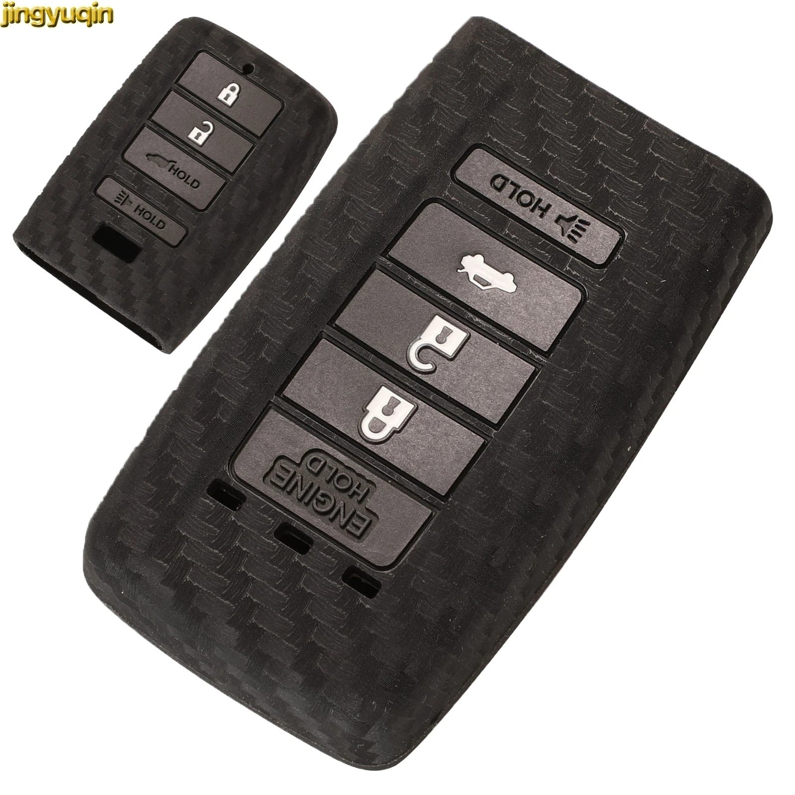 Jingyuqin Remote Car Key Carbon Fiber Silicone Case Cover For Honda Mugen Acura ILX MDX RDX ZDX TL RL TSX NSX 4 Buttons