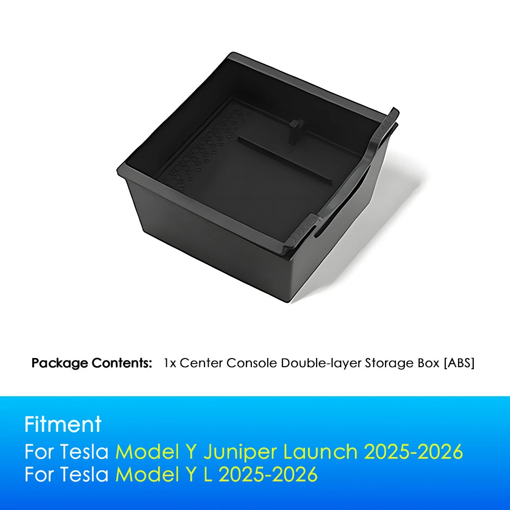 Heenvn For Tesla Model Y Juniper 2025 2026 Model YL Car Center Console Armrest Double-layer Storage Box Water Cup Mat Organizer