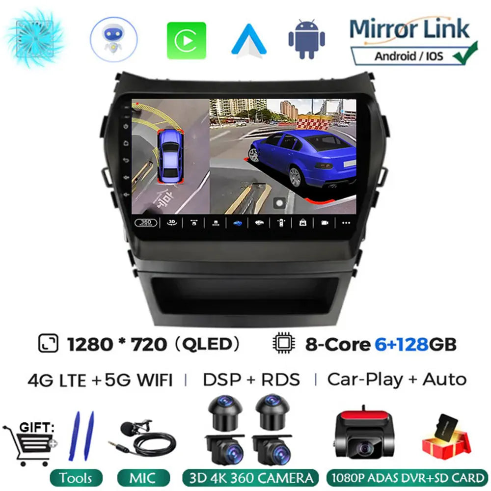 Android 16 Car Radio for Hyundai Santa Fe 2013-2017 | GPS Navigation Stereo alternate view