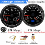 Custom 2 Gauges Set With Sensors Kit | 85mm 3-in-1 GPS Speedometer, Fuel, Tachometer, alternate view