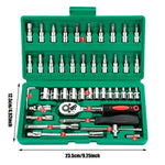 46Pcs Family Tools 1/4 Set Mechanic Tool Kits for Auto Repair Hous with Sockets Metri alternate view