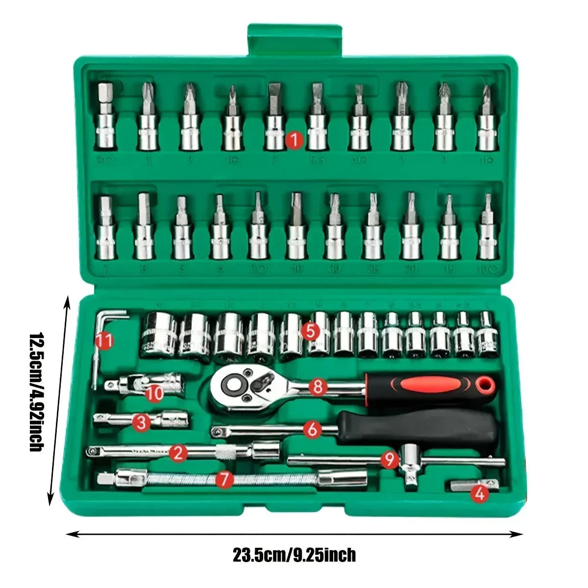 46Pcs Family Tools 1/4 Set Mechanic Tool Kits for Auto Repair Hous with Sockets Metri alternate view