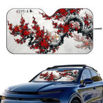 Chinese Plum Flower Sunshade Windscreen 3D Film Plaid Gift Novelty Car Front Window Vi close-up view
