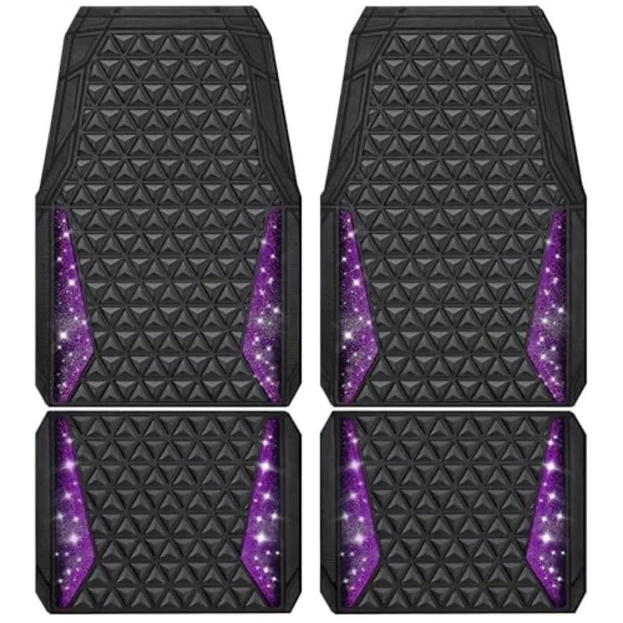 Dazzle Glitter Car Floor Mats | 3D Rhombus, Anti-Slip, Waterproof, Universal Trim Fit