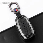 ABS Carbon Fiber Style Car Key Case Cover For Hyundai i30 ix25 Elantra KONA Solaris Azera Grandeur TM Accent Santa Fe Keychain