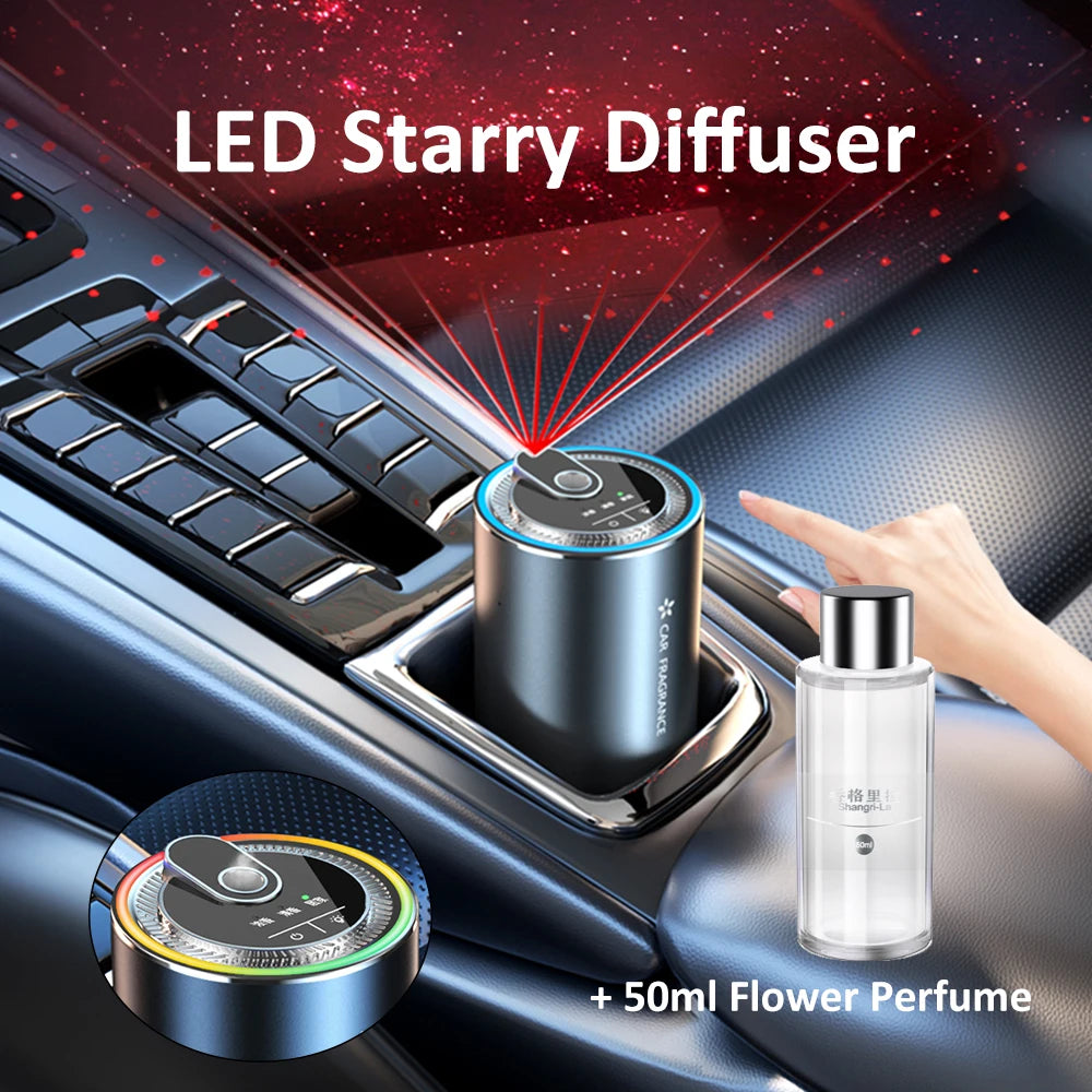 LED Starry Sky Car Diffuser 50ml Aroma Car Flavoring Cologne Air Freshener for Cars Ocean Fragrance Car Scent Air Perfume in Car