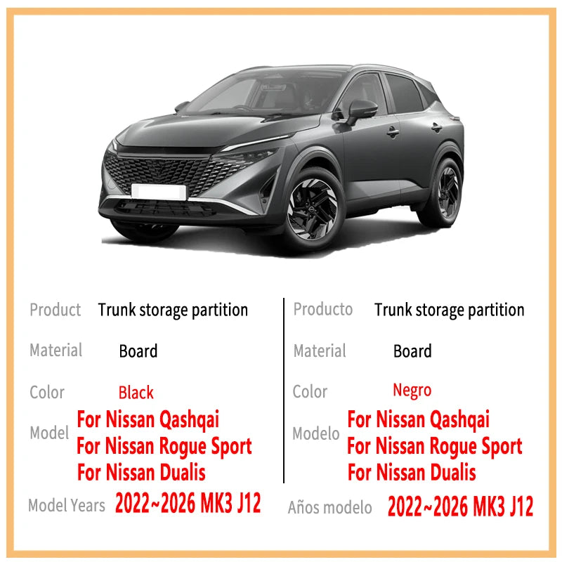 For Nissan Qashqai 2022~2026 J12 MK3 Multifunction Trunk Storage Partition Storage Au alternate view