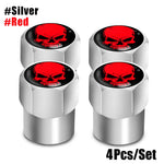 Red Skull Valve Stem Caps | 4-Pack Aluminum Alloy Tire Valve Covers for Cars, Truck additional angle