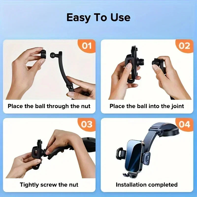 Adjustable Car Phone Mount | 360° Swivel Dashboard Cradle with Strong Suction lifestyle view