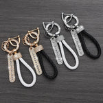 Leather Car Keychain With Phone Number Card Holder