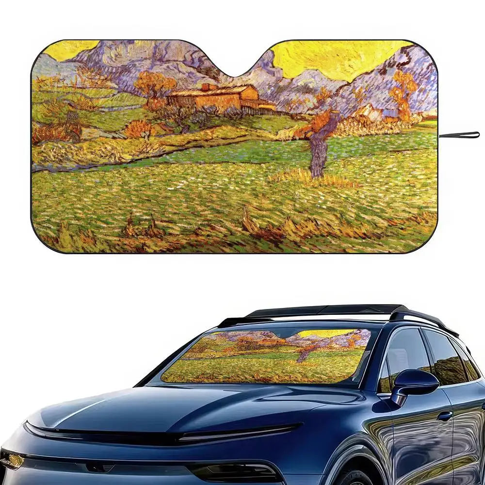 Starry Night Van Gogh Art Windshield Sun Shade | Car SUV Truck Front Window Protector lifestyle view