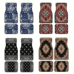4Pcs Bohemian Car Floor Mats Anti-slip Heavy Duty Persian Carpet Dirty Resistant Car Decoration Car Floor Protector Rugs