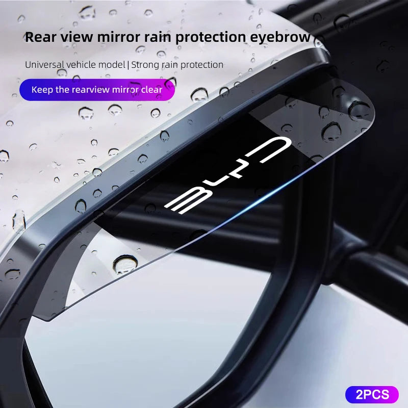 Car Rearview Mirror Rain Eyebrow Sticker Rainproof Cover | Transparent PVC for BYD Models