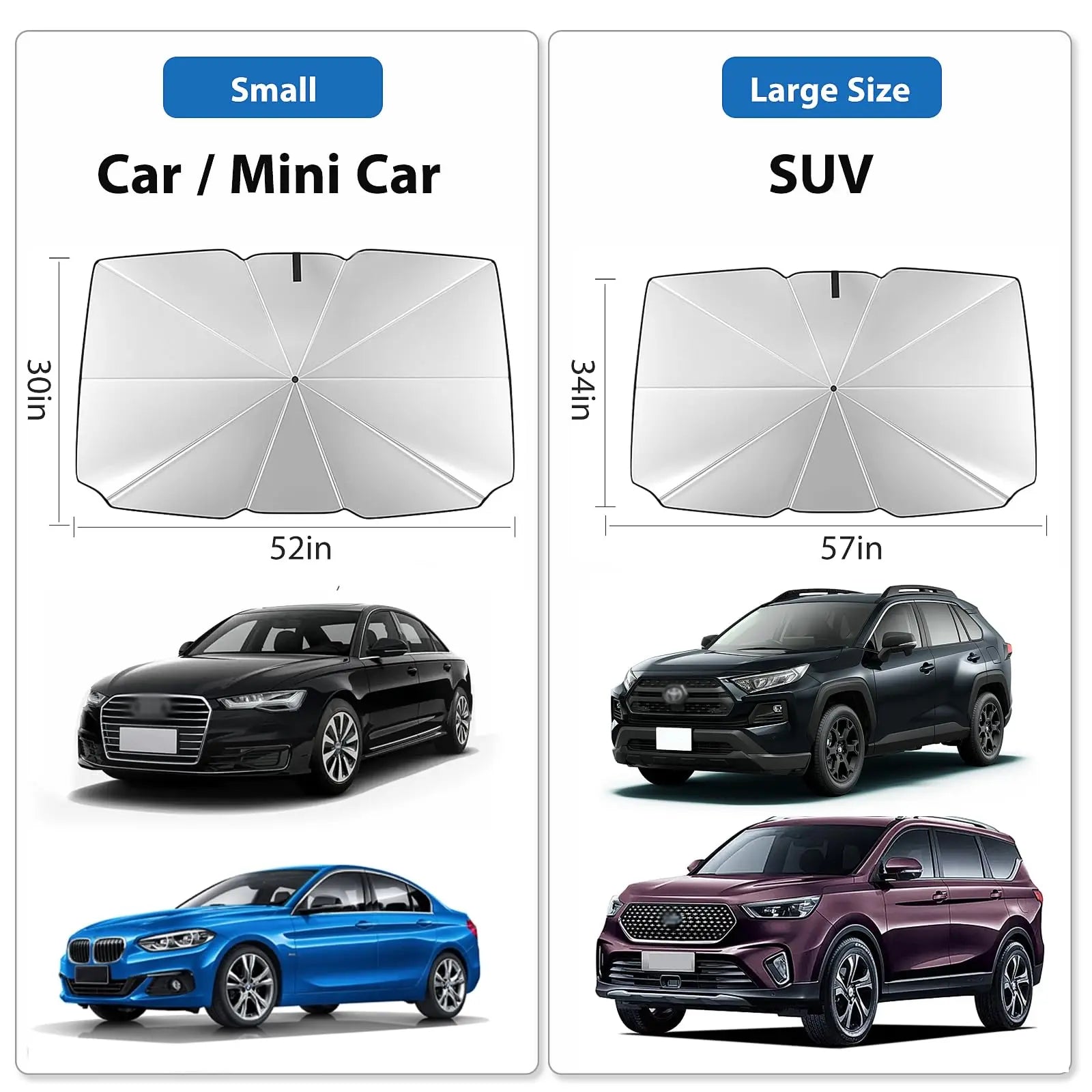 Foldable Car Sunshade Umbrella | Windshield Sun Protector for Heat & UV Block additional angle
