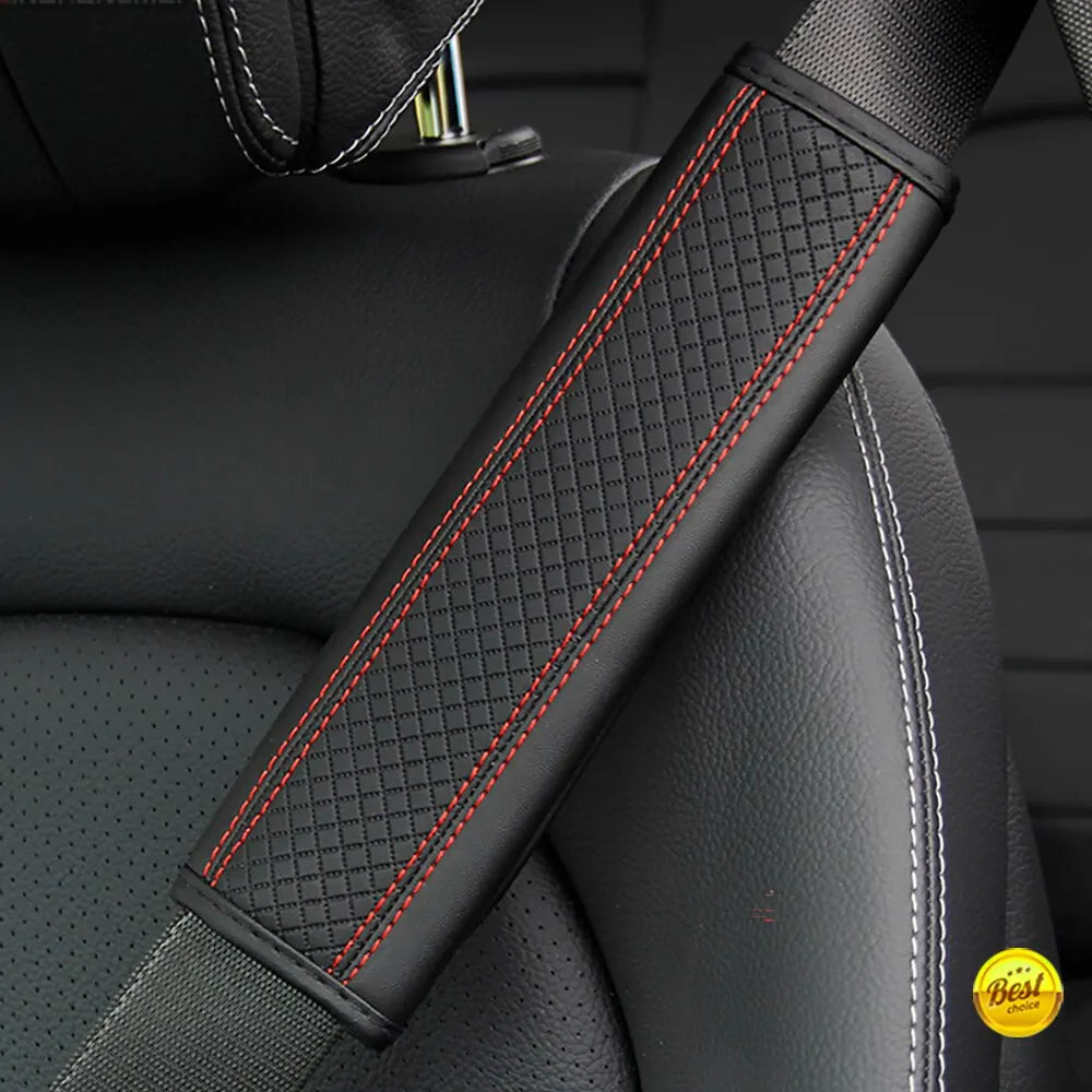 PU Leather Embossed Car Seat Belt Shoulder Cover additional angle