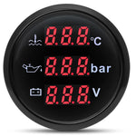 3 in 1 Car Gauge Water Temperature Oil Pressure Voltmeter 52mm Digital Red Backligh additional angle